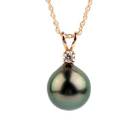 Tahitian Pearl & Diamond Deep Turquoise Étoile Necklace on 10K Rose Gold