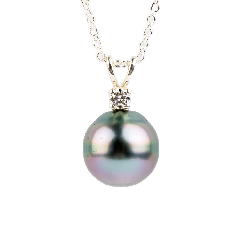 Tahitian Pearl & Diamond Cotton Candy Glow Étoile Necklace on Sterling Silver
