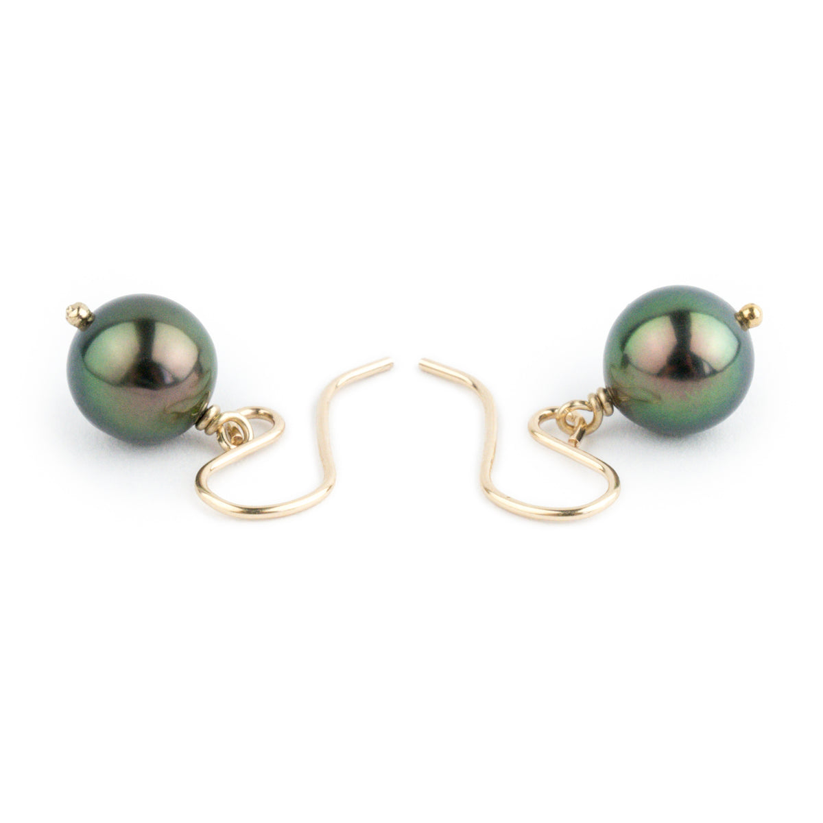 Flashy Peacock Tahitian Pearl Dangles on 14/20 Gold-Filled
