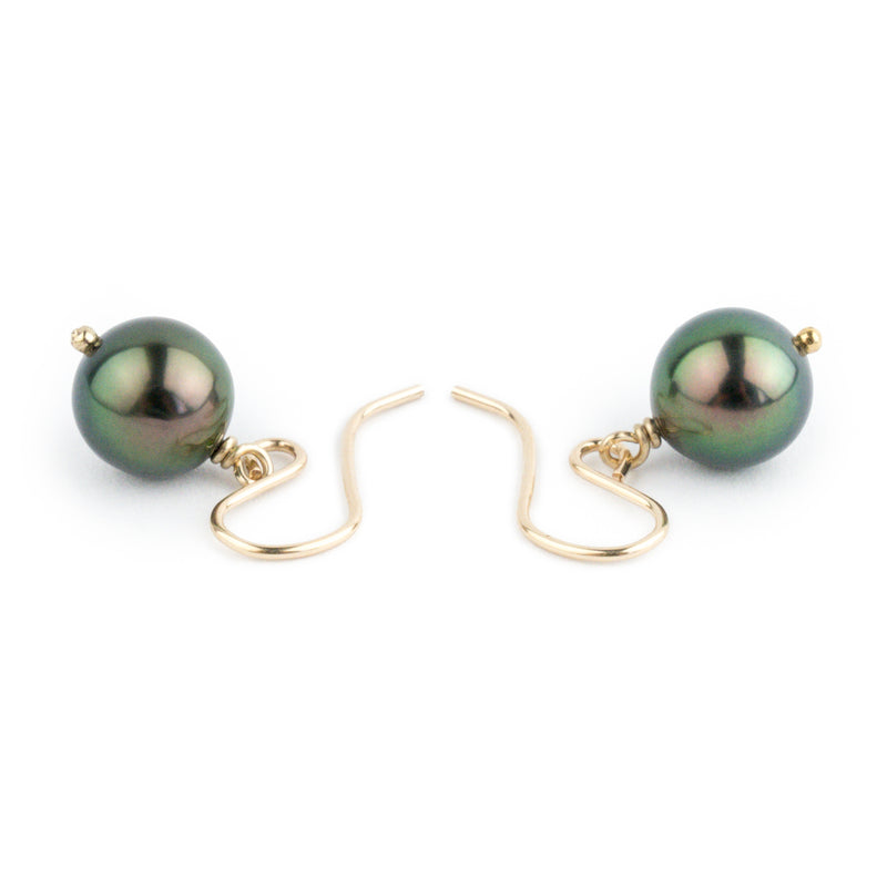 Flashy Peacock Tahitian Pearl Dangles on 14/20 Gold-Filled