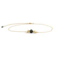 Deep Green Tiare Choker Necklace on 14k Yellow Gold