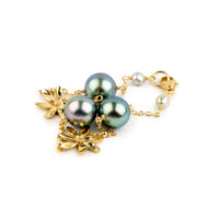 Sky Blue Tiaré Tahitian Pearl Tin Cup Bracelet on 14k Yellow Gold