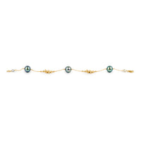 Sky Blue Tiaré Tahitian Pearl Tin Cup Bracelet on 14k Yellow Gold