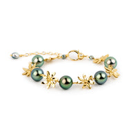 Aqua Blue Tiaré 14K Gold Tahitian Pearl Bracelet