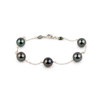 Tropical Midnight Tahitian Pearl Tin Cup Bracelet on 14k White Gold