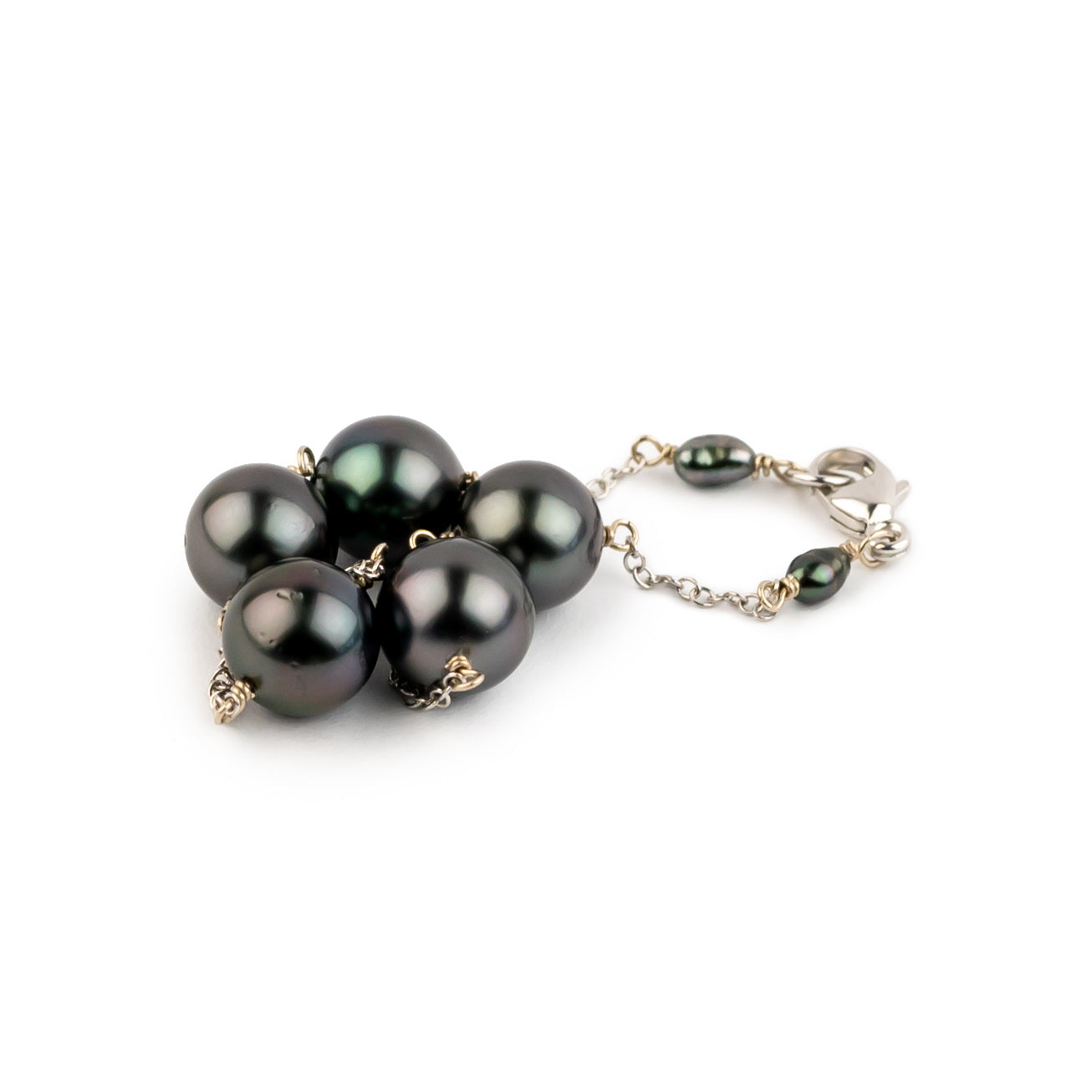 Tropical Midnight Tahitian Pearl Tin Cup Bracelet on 14k White Gold