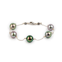 Wisteria Tahitian Pearl Tin Cup Bracelet on 14k White Gold