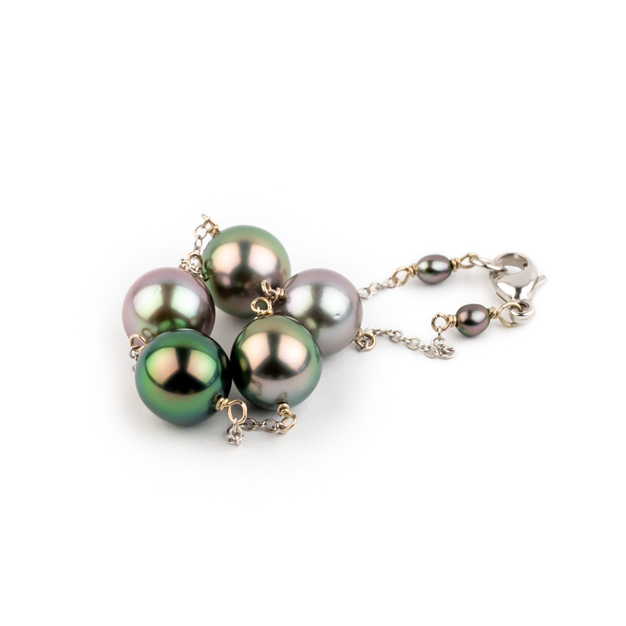 Wisteria Tahitian Pearl Tin Cup Bracelet on 14k White Gold