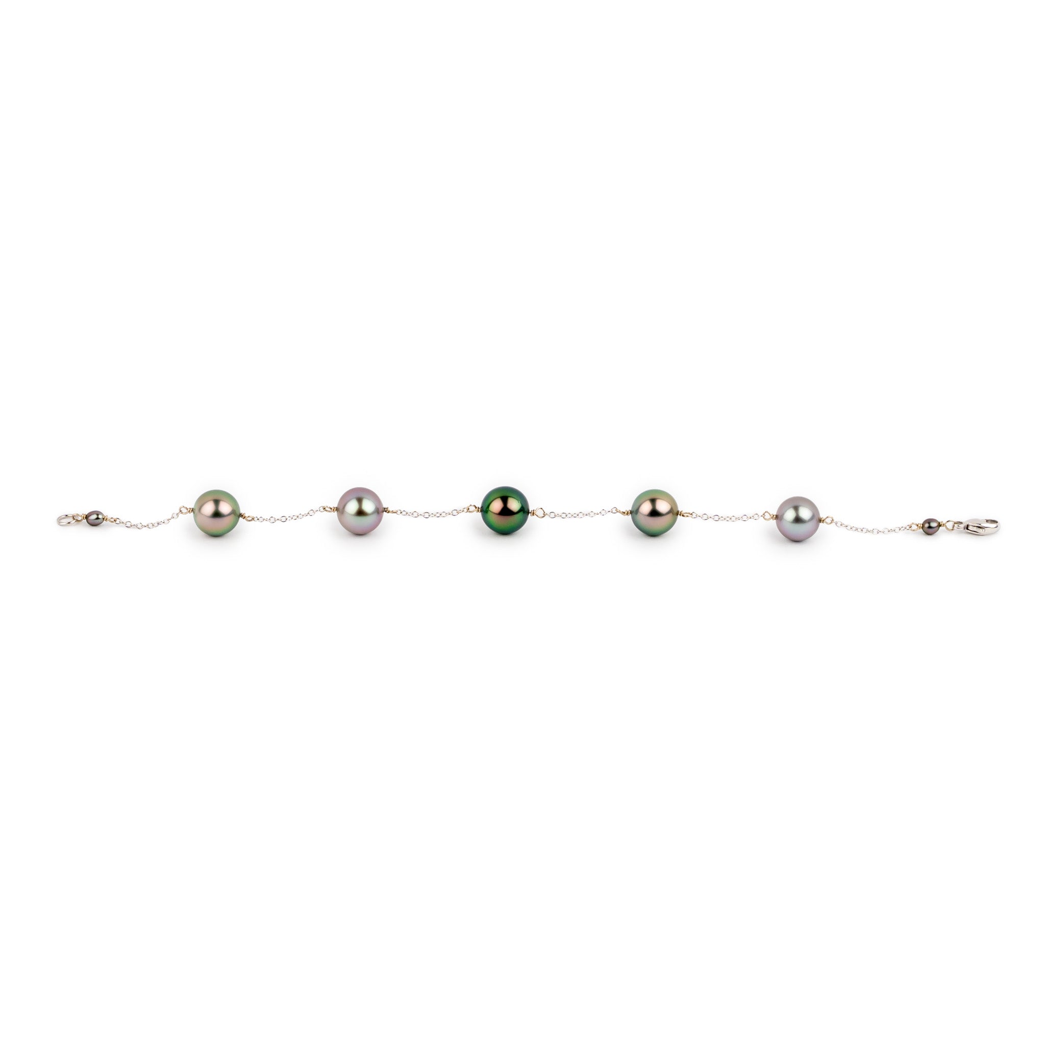 Wisteria Tahitian Pearl Tin Cup Bracelet on 14k White Gold