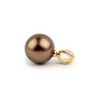 Tahitian Pearl & Diamond 13.2mm Maia Pendant on 14K Yellow Gold