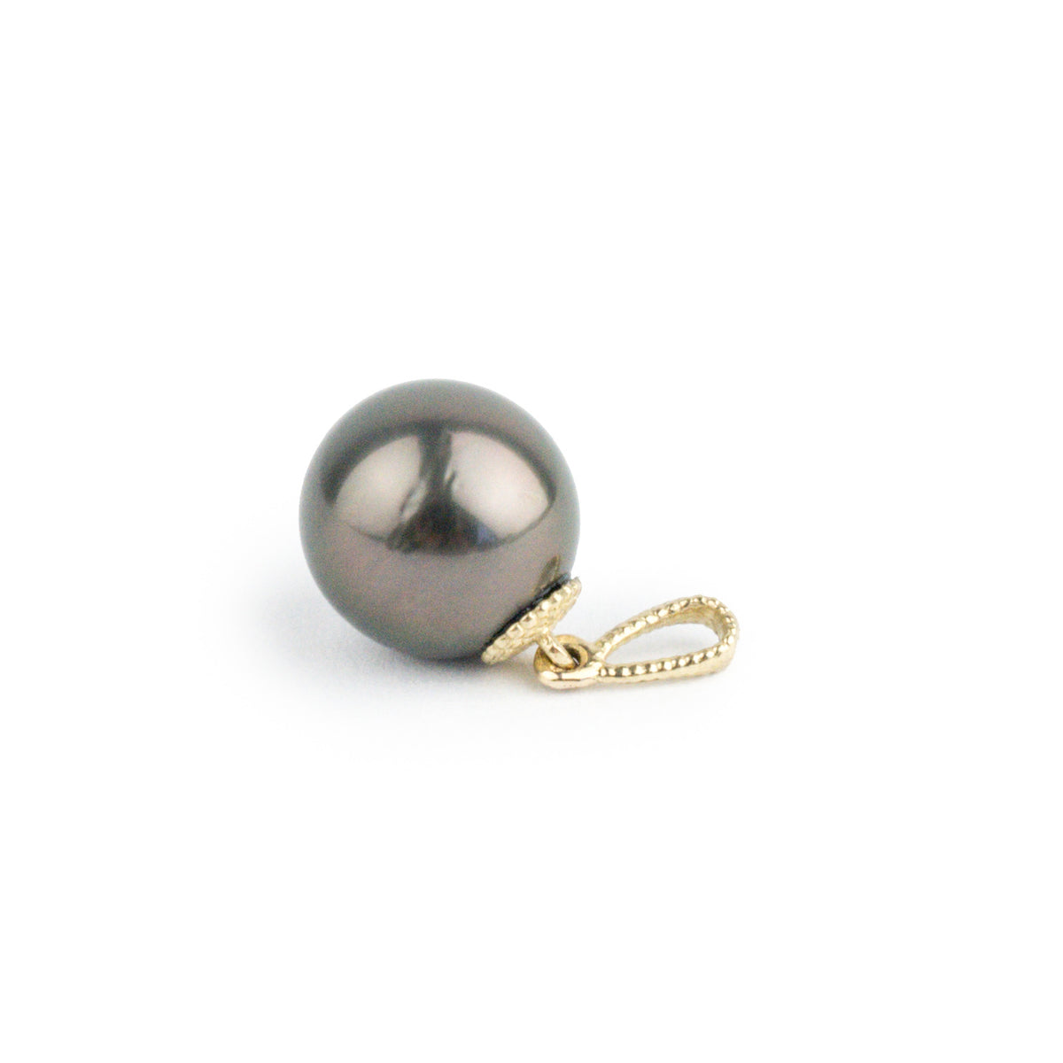 Aubergine Green 9mm Tahitian Pearl Mermaid Pendant on 14K Yellow Gold