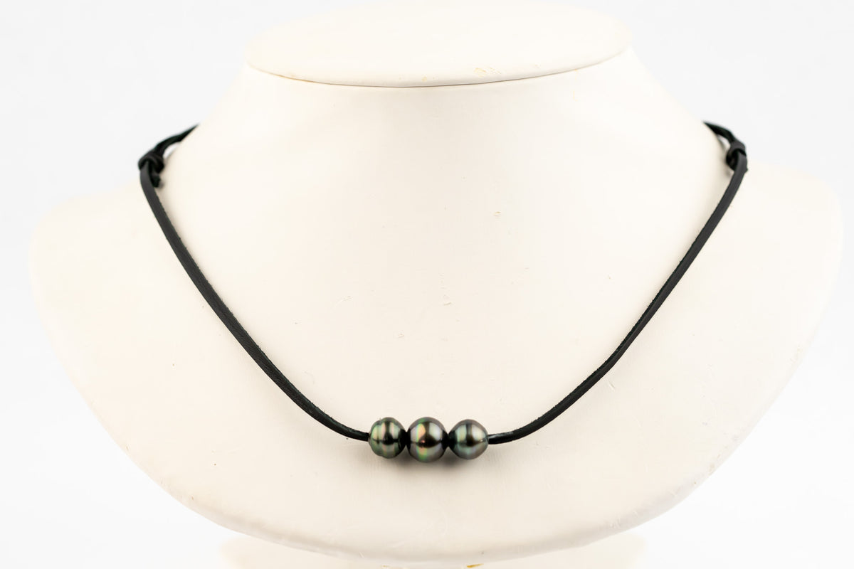 Midnight Rainbow 9-10.6mm Triple Eimeo Mana Necklace