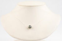 Silvery Pink Green 9.3mm Tahitian Pearl Solitaire Necklace on Sterling Silver