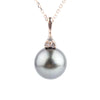 Lavender Tahitian Pearl & Diamond Toru Necklace on 14K Rose Gold