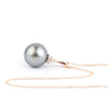 Lavender Tahitian Pearl & Diamond Toru Necklace on 14K Rose Gold