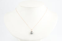 Lavender Tahitian Pearl & Diamond Toru Necklace on 14K Rose Gold