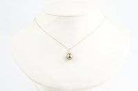 Golden Pink Green Tahitian Pearl & Diamond Toru Necklace on 14K Rose Gold