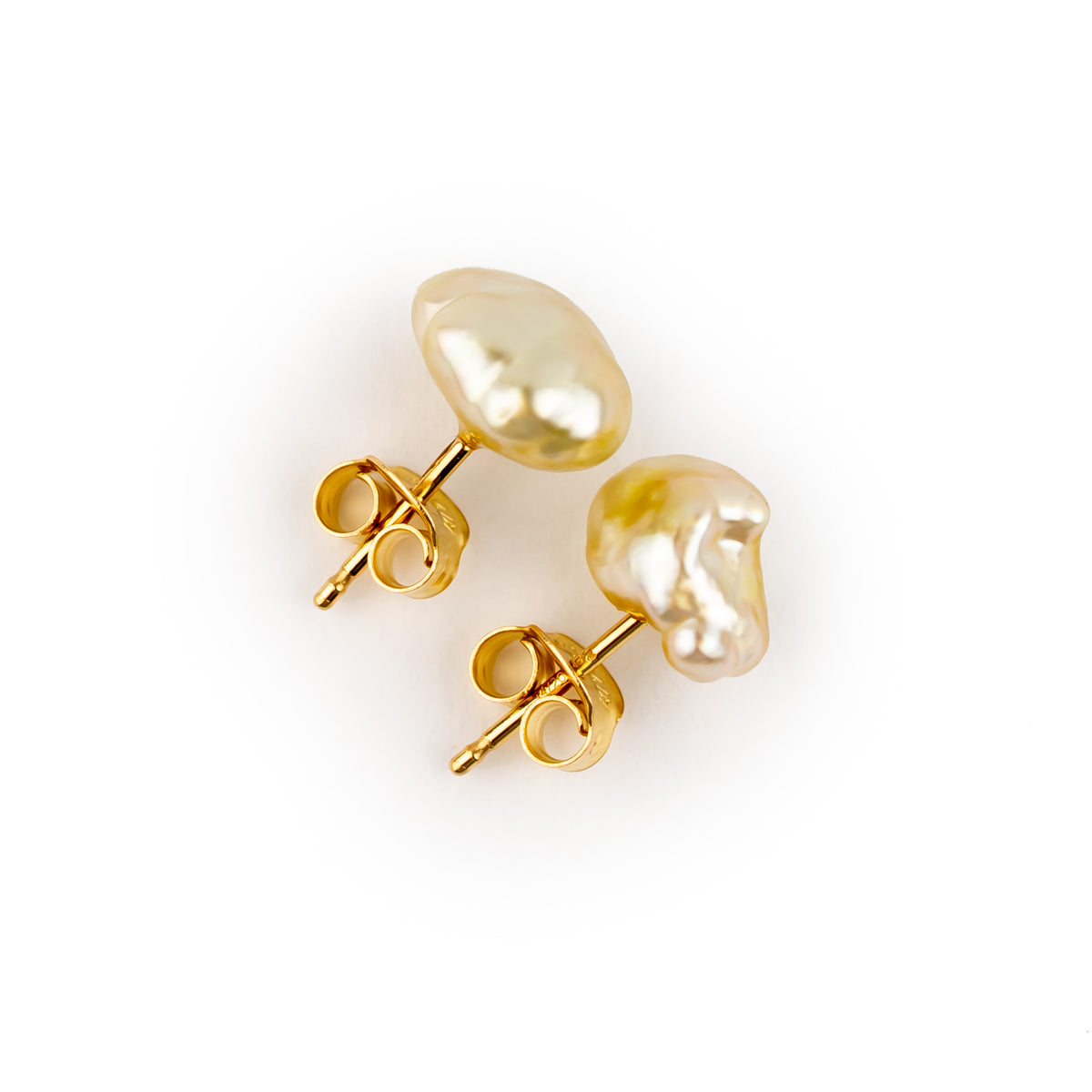 Sun Glow Keshi Pearl Stud Earrings
