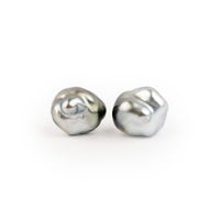 Dark Silvery Keshi Pearl Stud Earrings