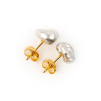 Shimmery Champagne Keshi Pearl Stud Earrings