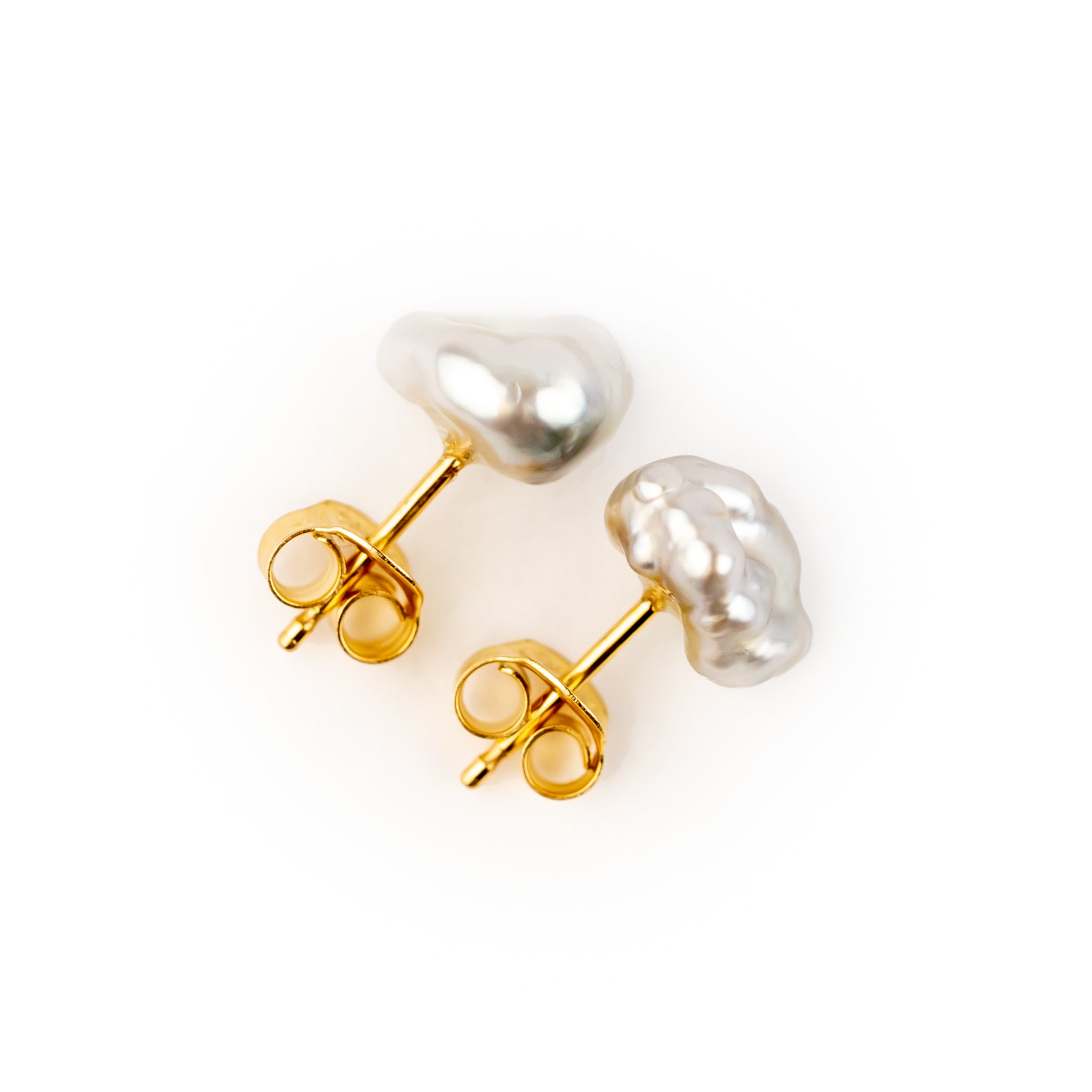 Shimmery Champagne Keshi Pearl Stud Earrings