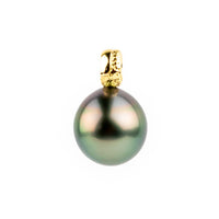 Soft Plum Green 11.5mm Tahitian Pearl Pendant on 18K Yellow Gold