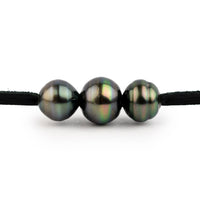 Midnight Rainbow 9-10.6mm Triple Eimeo Mana Necklace