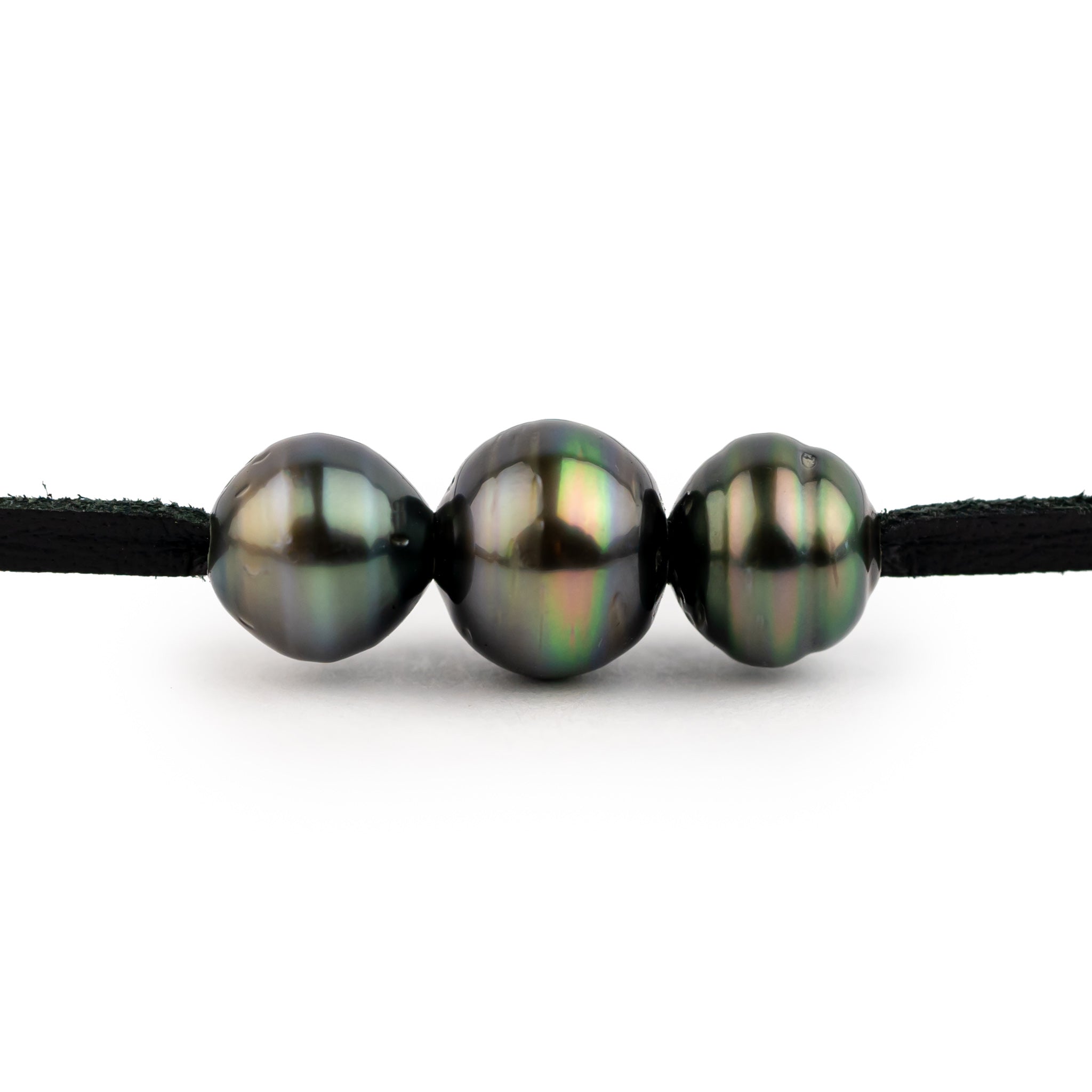 Midnight Rainbow 9-10.6mm Triple Eimeo Mana Necklace