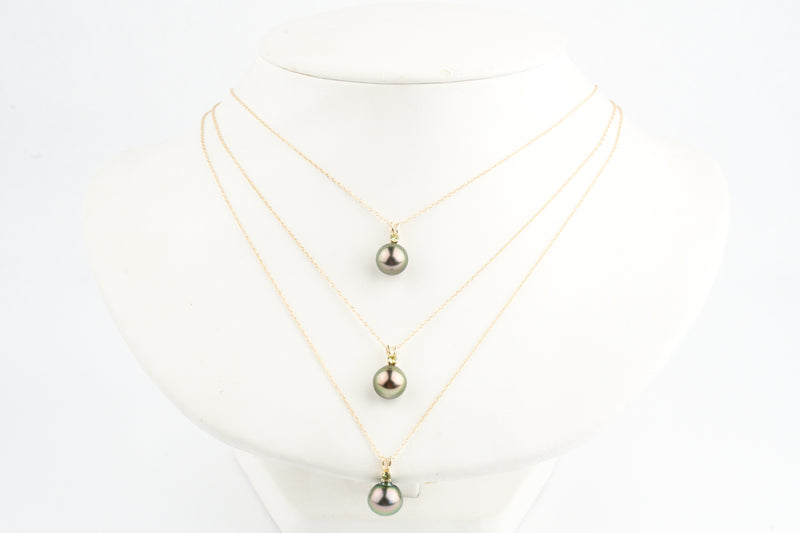 Tahitian Pearl & Peridot Aubergine Green Étoile Necklace on 10K Gold