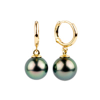 Rosy Blue Green Tahitian Pearl Huggie Hoop Earrings