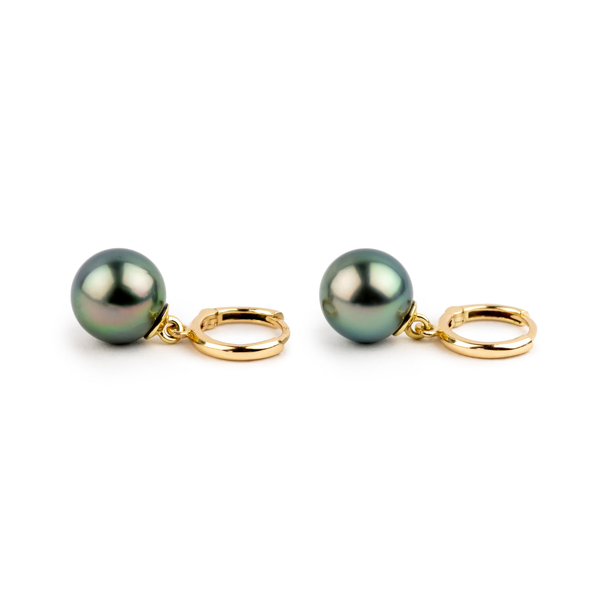 Rosy Blue Green Tahitian Pearl Huggie Hoop Earrings
