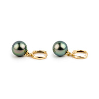 Rosy Blue Green Tahitian Pearl Huggie Hoop Earrings