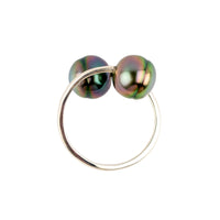 Harmony Double Tahitian Pearl Ring on Sterling Silver