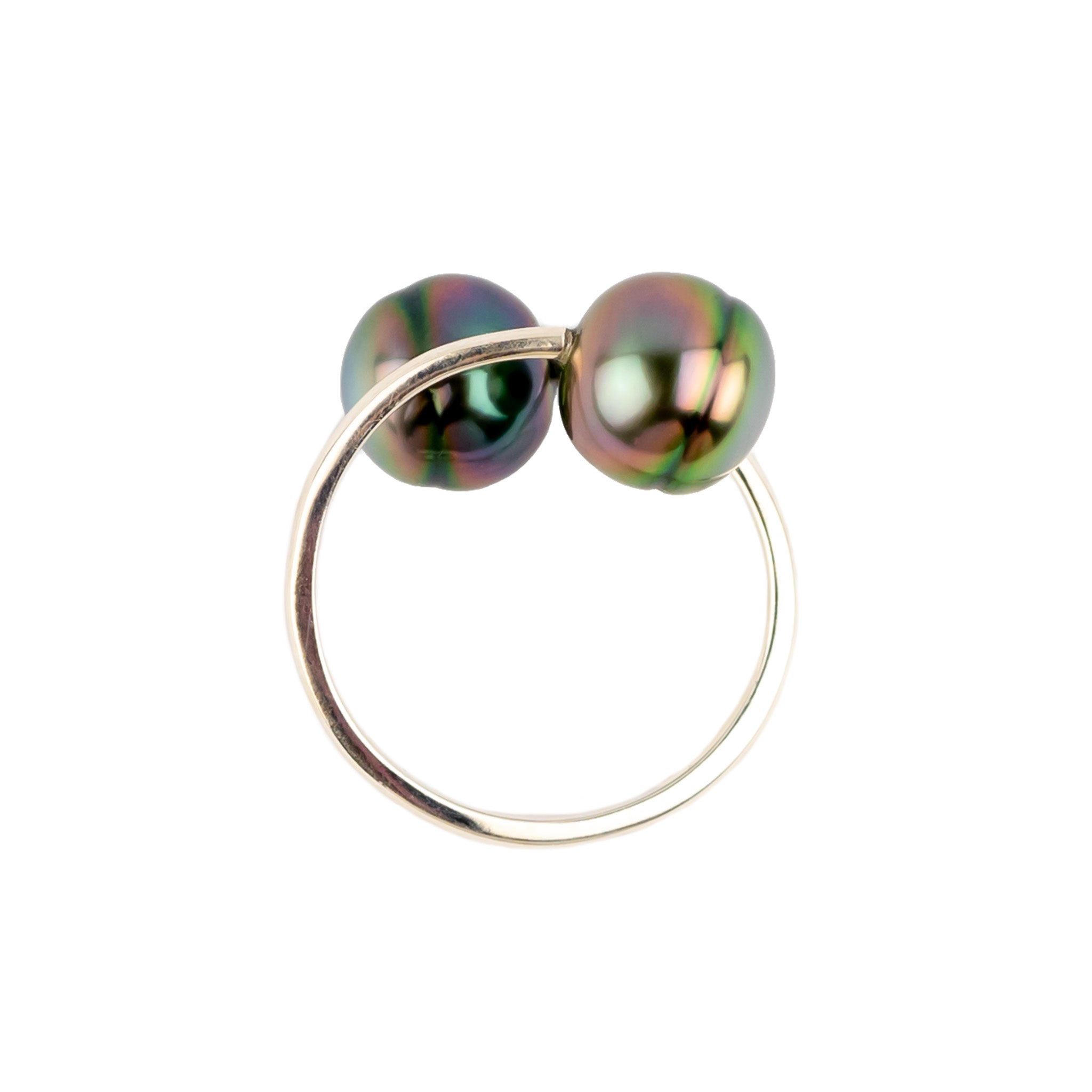 Harmony Double Tahitian Pearl Ring on Sterling Silver