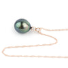 Tahitian Pearl & Diamond Indigo Peacock Étoile Necklace on 10K Rose Gold