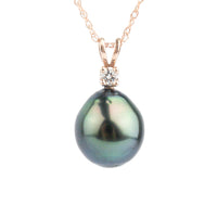 Tahitian Pearl & Diamond Indigo Peacock Étoile Necklace on 10K Rose Gold
