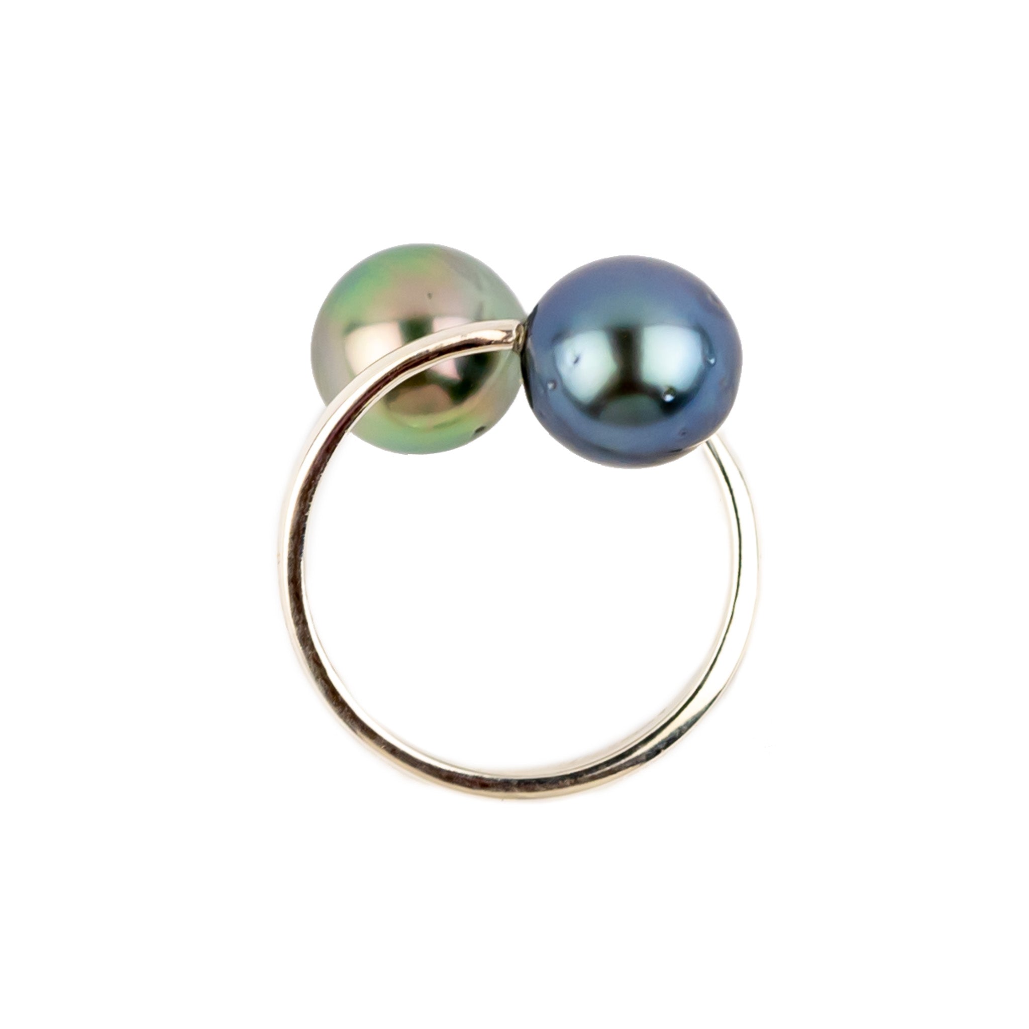 Harmony Double Tahitian Pearl Ring on Sterling Silver