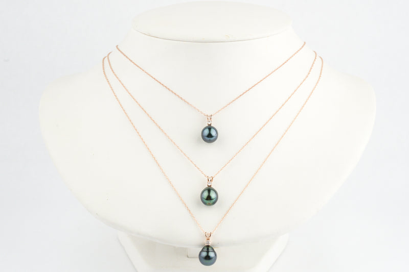 Tahitian Pearl & Diamond Indigo Peacock Étoile Necklace on 10K Rose Gold
