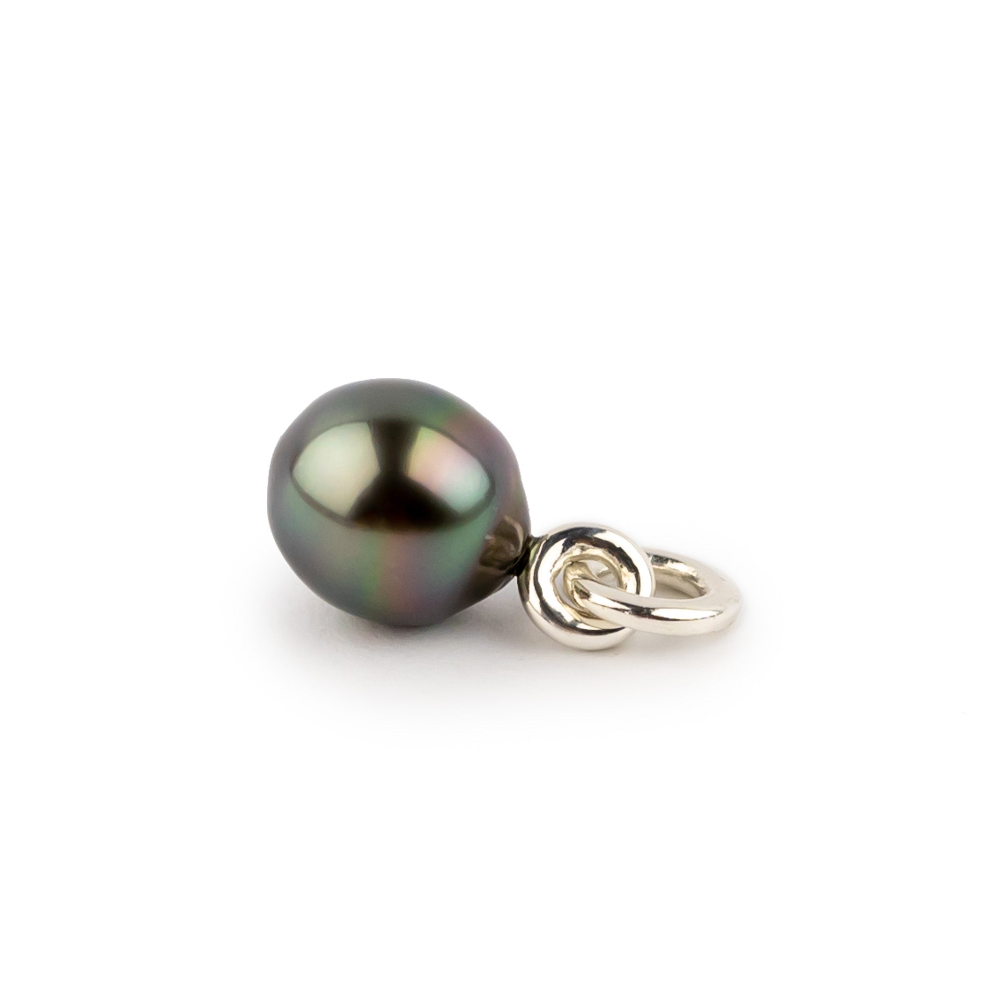Dark Rainbow 10.2mm Tahitian Pearl Rava Pendant on Sterling Silver