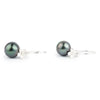 Indigo Purple Tahitian Pearl Hibiscus Hook Earrings