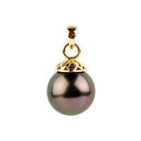 Crimson Green 10.2mm Tahitian Pearl Filigree Pendant