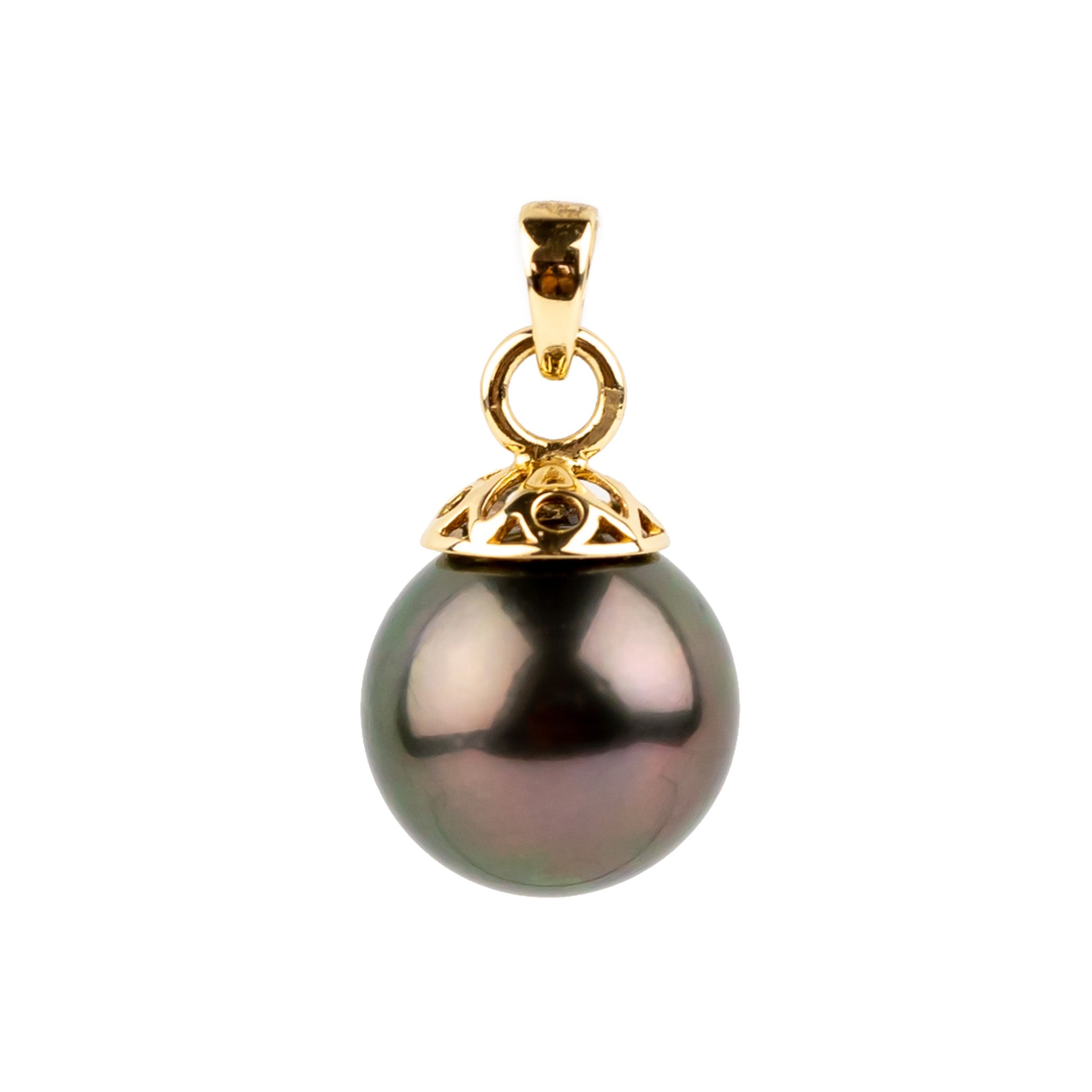 Crimson Green 10.2mm Tahitian Pearl Filigree Pendant