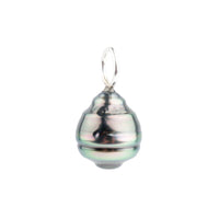 Pink Peacock Circled 9.6mm Tahitian Pearl Pendant on Sterling Silver