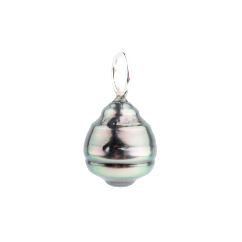 Pink Peacock Circled 9.6mm Tahitian Pearl Pendant on Sterling Silver