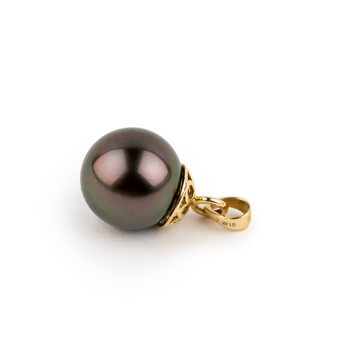 Crimson Green 10.2mm Tahitian Pearl Filigree Pendant