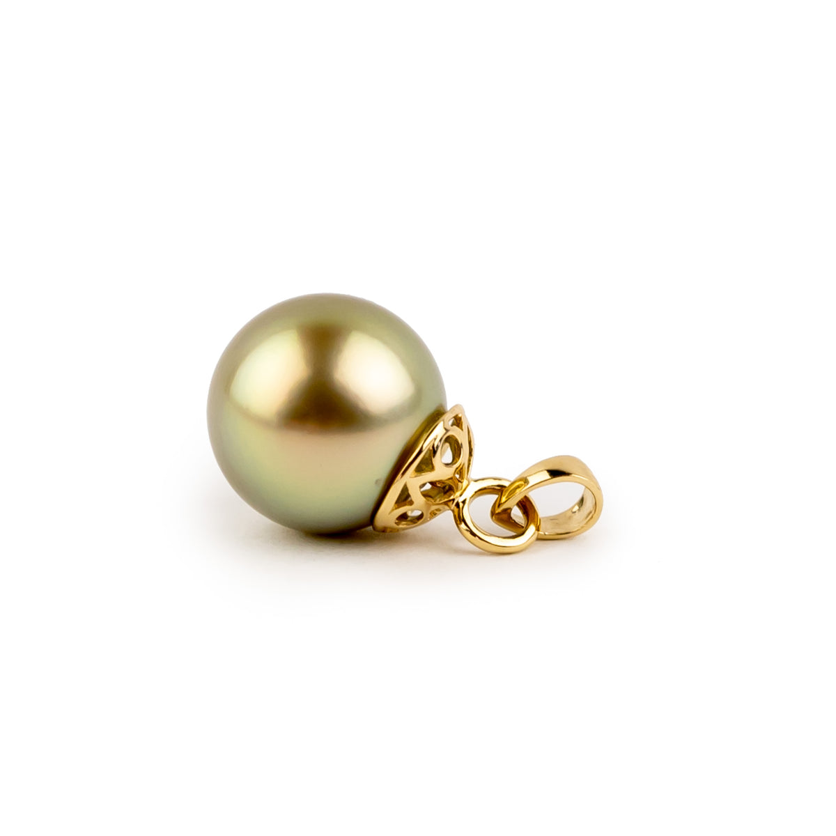 Golden Pink 10.4mm Tahitian Pearl Filigree Pendant