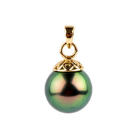 Flashy Peacock 10.1mm Tahitian Pearl Filigree Pendant