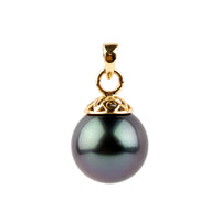 Dark Violet Blue 10.5mm Tahitian Pearl Filigree Pendant
