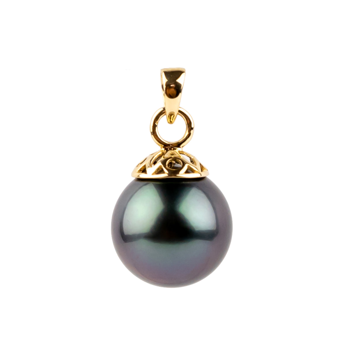 Dark Violet Blue 10.5mm Tahitian Pearl Filigree Pendant