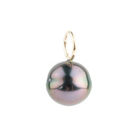 Flashy Aubergine Peacock 9.3mm Tahitian Pearl Pendant on Gold Filled